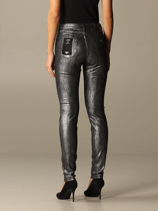 Emporio Armani Emporıo Armani Kadın Pamuklu Parıltılı Skinny Fit Normal Belli Gri Pantolon 6H2J20 2DB2Z-662