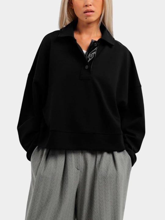 Emporio Armani Emporıo Armani Kadın Pamuklu Uzun Kollu Düğme Kapamalı Siyah Sweatshirt 6R2M7U 2JRKZ-0999