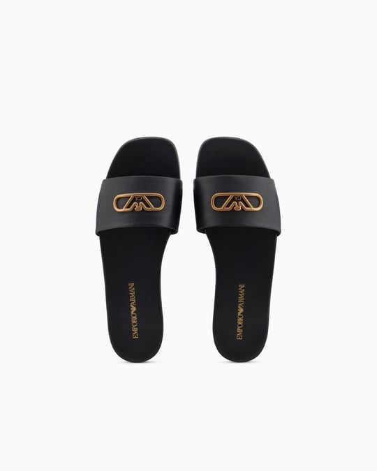 EMPORIO ARMANI Emporıo Armani Kadın Tek Kalın Bantlı Düz İnce Taban Siyah Terlik X3P846 XF271-00002