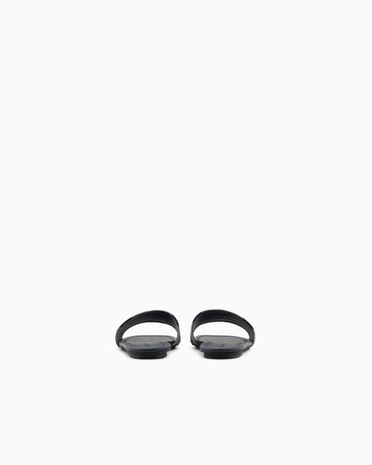 EMPORIO ARMANI Emporıo Armani Kadın Tüm Yüzey Monogram Deri Taban İnce Topuk Lacivert1 Terlik X3P847 XR381-E616