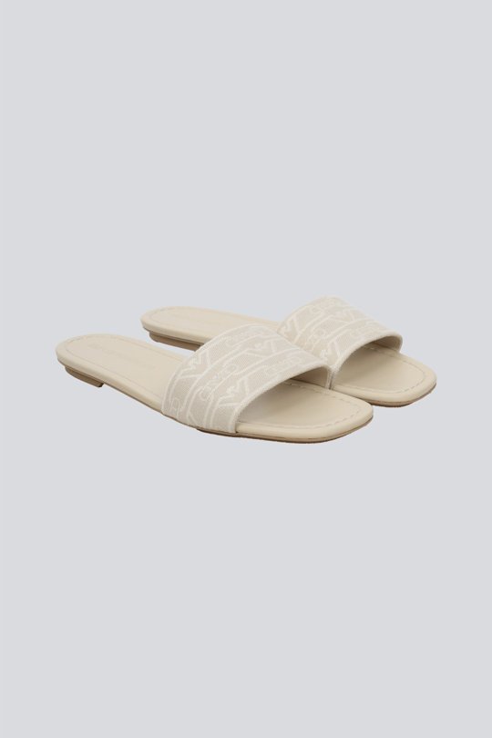 Emporio Armani Emporıo Armani Kadın Tüm Yüzey Monogram Deri Taban İnce Topuk Lacivert Terlik X3P847 XR381-E617