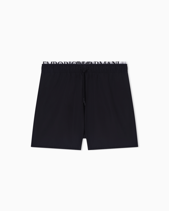 Emporio Armani Emporıo Body Erkek Beli Lastikli İp Bağlamalı Regular Fit Siyah Deniz Şortu EM000686 AF20432-UC001