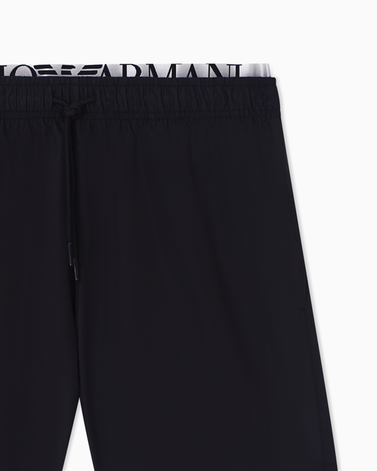 Emporio Armani Emporıo Body Erkek Beli Lastikli İp Bağlamalı Regular Fit Siyah Deniz Şortu EM000686 AF20432-UC001
