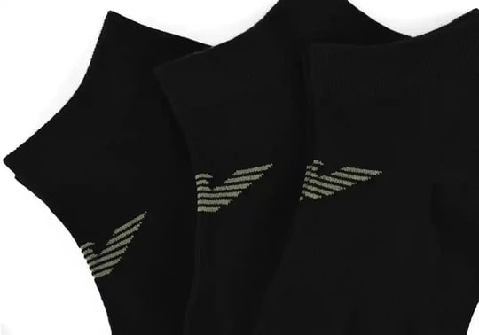 Emporio Armani Emporıo Body Erkek Jakarlı Kartal Logolu Esnek Pamuklu 3'lü Siyah Çorap EM000550 AF12271-MC061