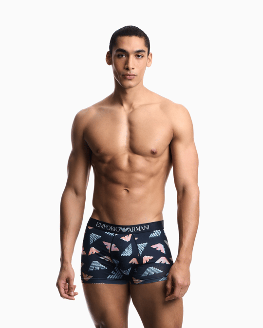 Emporio Armani Emporıo Body Erkek Kartal Logo Desenli Elastik Bel Bantlı Mavi Boxer EM000232 AF19107-FB075