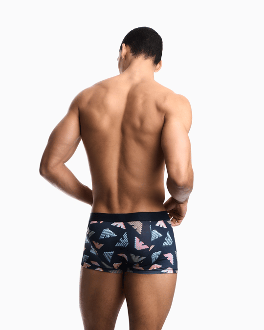 Emporio Armani Emporıo Body Erkek Kartal Logo Desenli Elastik Bel Bantlı Mavi Boxer EM000232 AF19107-FB075