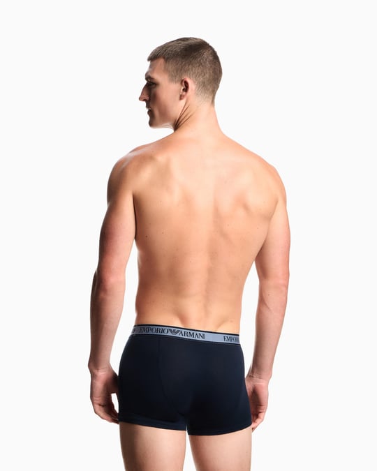 EMPORIO ARMANI Emporıo Body Erkek Logolu Elastik Bantlı Streç Pamuklu 3'lü Lacivert Boxer EM000370 AF10779-MB089