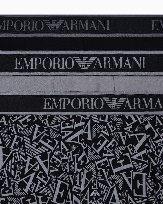 Emporio Armani Emporıo Body Erkek Logolu Elastik Bantlı Streç Pamuklu 3'lü Siyah Boxer EM000370 AF10779-MC198