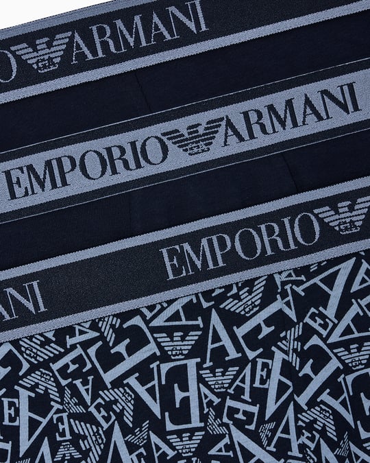 EMPORIO ARMANI Emporıo Body Erkek Logolu Elastik Bantlı Streç Pamuklu 3'lü Lacivert Boxer EM000370 AF10779-MB089