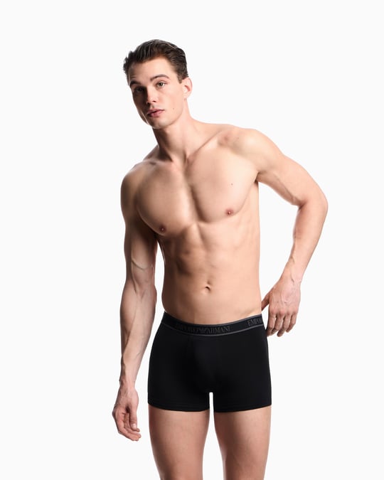 Emporio Armani Emporıo Body Erkek Logolu Elastik Bantlı Streç Pamuklu 3'lü Siyah Boxer EM000370 AF10779-MC198