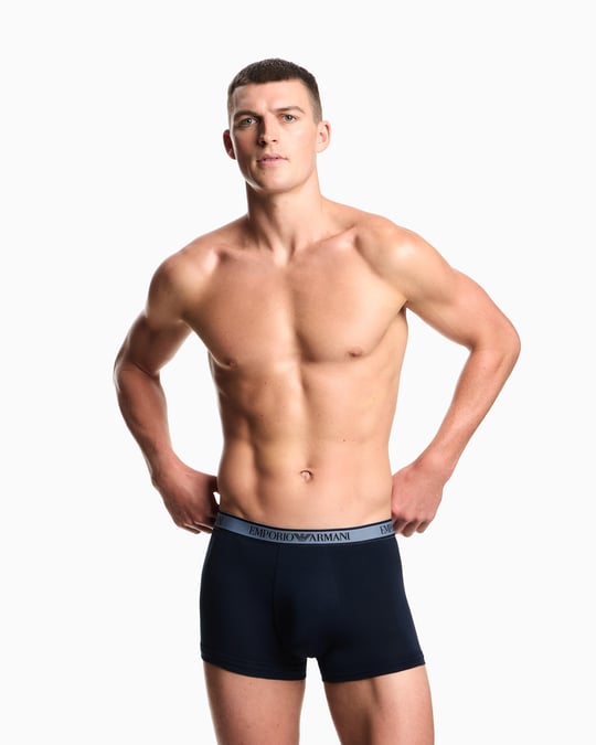 EMPORIO ARMANI Emporıo Body Erkek Logolu Elastik Bantlı Streç Pamuklu 3'lü Lacivert Boxer EM000370 AF10779-MB089
