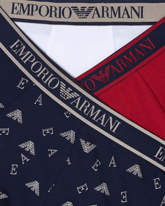 Emporio Armani Emporıo Body Erkek Üçlü Paket Esnek Pamuklu Elastik Bel Bantlı Desenli Çok Renkli Boxer EM000370 AF20669-M5080