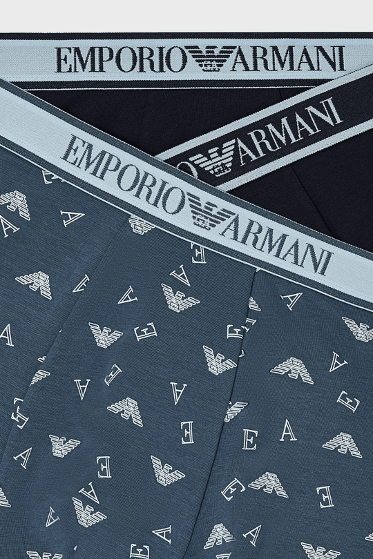Emporio Armani Emporıo Body Erkek Üçlü Paket Esnek Pamuklu Elastik Bel Bantlı Desenli Mavi Boxer EM000370 AF20669-MB148