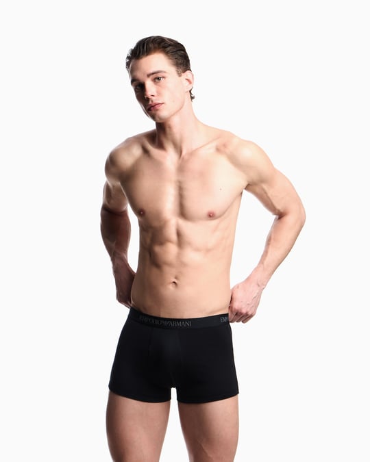 Emporio Armani Emporıo Body Erkek Yumuşak Pamuklu Logolu Elastik Bel Bantlı 3'lü Siyah Boxer EM000260 AF10800-MC200