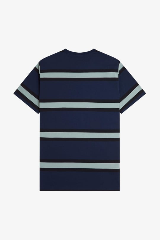 Fred Perry Fred Perry Erkek %100 Pamuklu Regular Fit Yuvarlak Yakalı Çizgili Kısa Kollu Lacivert T-Shirt M9852-X86