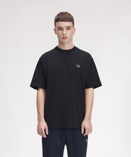 Fred Perry Fred Perry Erkek Bisiklet Yaka Pamuklu Normal Kesim Siyah T-Shirt M3491-102