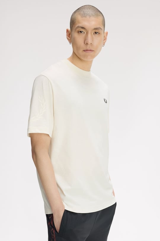 Fred Perry Fred Perry Erkek Bisiklet Yaka Pamuklu Normal Kesim Ekru T-Shirt M3491-560