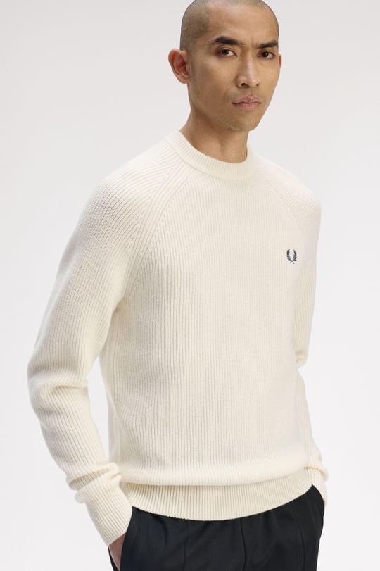 Fred Perry Fred Perry Erkek Bisiklet Yaka Uzun Kol Pamuklu Regular Fit Beyaz Hırka K1548-560