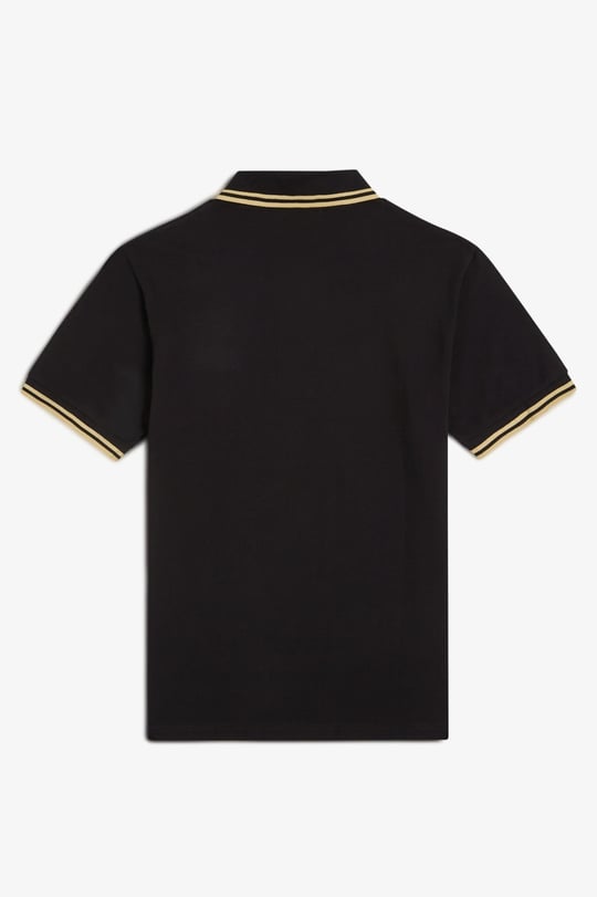 Fred Perry Fred Perry Erkek Çift Manşet ve Yaka Detaylı Kısa Kollu Geleneksel Üretim Siyah Polo Yaka T-Shirt M12-157