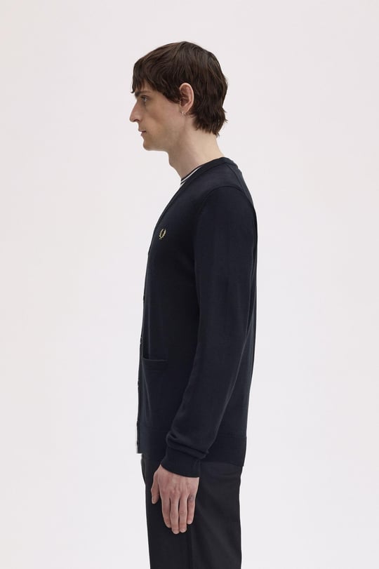 Fred Perry Fred Perry Erkek Düğme Kapama Uzun Kol Örme Kumaş Siyah Hırka K9551-198