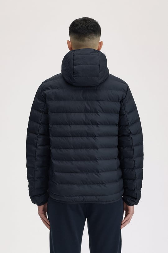 Fred Perry Fred Perry Erkek Kapşonlu Yaka Marka Detaylı Fermuarlı Şişme Lacivert Ceket J8553-608