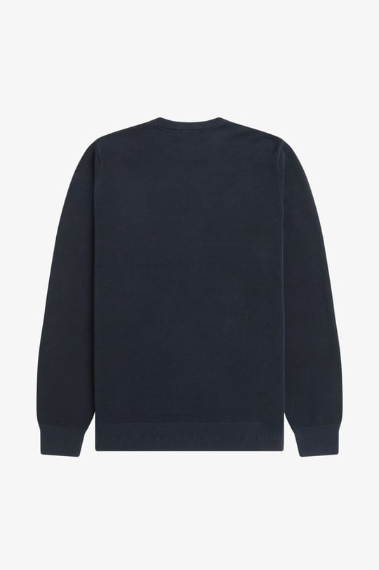 Fred Perry Fred Perry Erkek Logo İşlemeli Normal Kalıp Yuvarlak Yakalı %100 Pamuklu Uzun Kollu Lacivert Kazak K1309-608