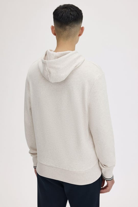 Fred Perry Fred Perry Erkek Normal Kalıp Logo İşlemeli Kapüşonlu %100 Pamuklu Uzun Kollu Ekru Sweatshirt M2643-W50