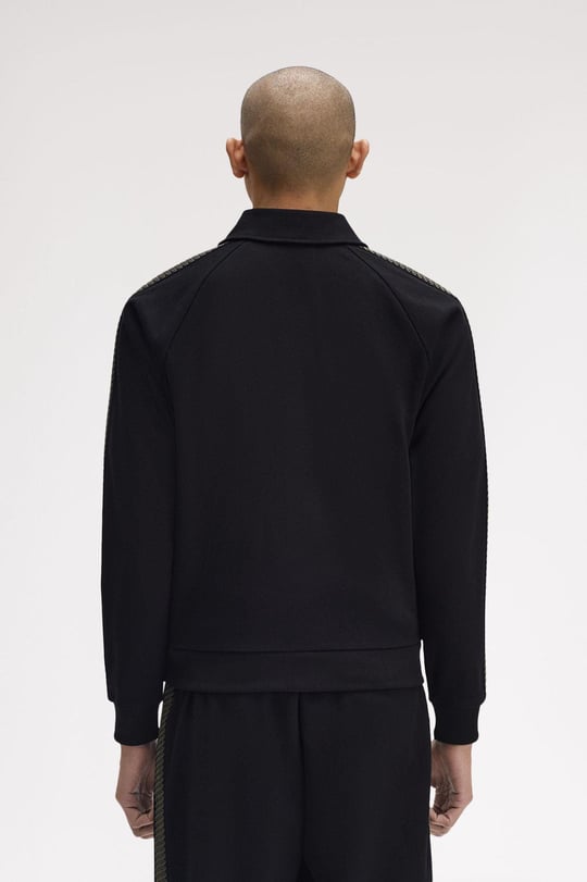 Fred Perry Fred Perry Erkek Normal Kalıp Çentikli Yaka Logo İşlemeli Omuzları Şerit Çizgili Siyah Ceket J1318-102