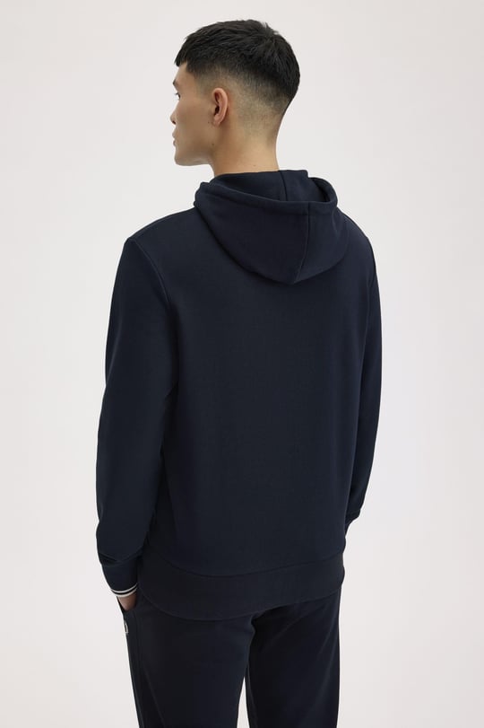 Fred Perry Fred Perry Erkek Normal Kalıp Logo İşlemeli Kapüşonlu %100 Pamuklu Uzun Kollu Lacivert Sweatshirt M2643-248