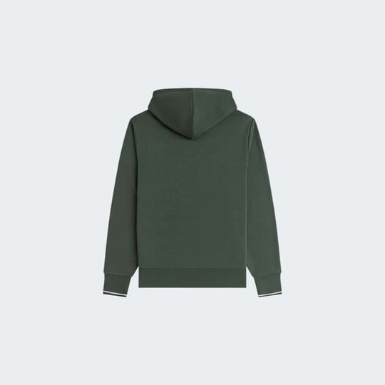 Fred Perry Fred Perry Erkek Normal Kalıp Logo İşlemeli Kapüşonlu %100 Pamuklu Uzun Kollu Yeşil Sweatshirt M2643-53A