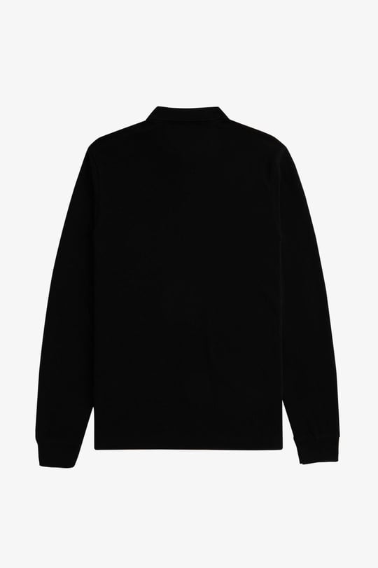 Fred Perry Fred Perry Erkek Normal Kesim Logo İşlemeli %100 Pamuklu Pike Kumaş Uzun Kollu Siyah Gömlek M6006-350
