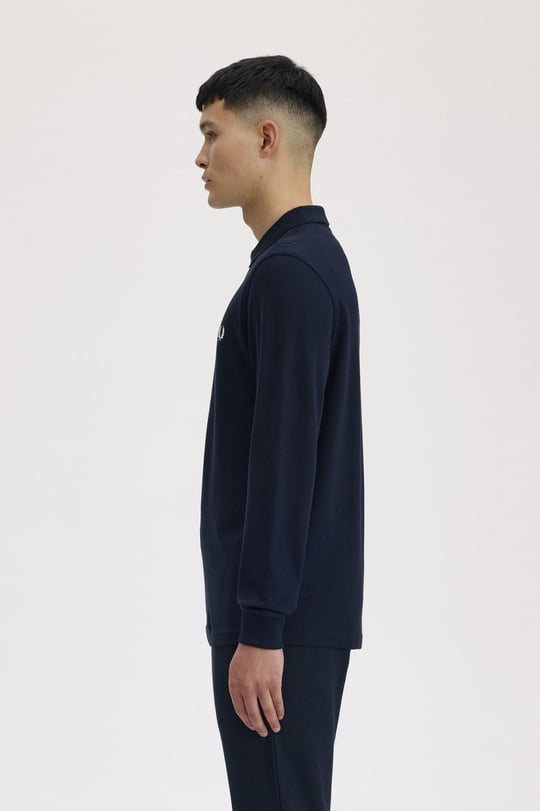 Fred Perry Fred Perry Erkek Normal Kesim Logo İşlemeli %100 Pamuklu Pike Kumaş Uzun Kollu Lacivert Gömlek M6006-608