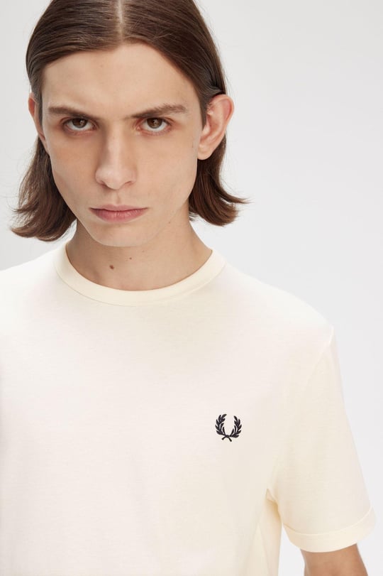Fred Perry Fred Perry Erkek Pamuklu Jarse Kumaş Manşet ve Yuvarlak Yakalı Kısa Kollu 170 T-Shirt M3519-170
