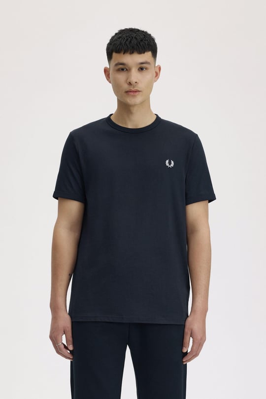 Fred Perry Fred Perry Erkek Pamuklu Jarse Kumaş Manşet ve Yuvarlak Yakalı Kısa Kollu 608 T-Shirt M3519-608