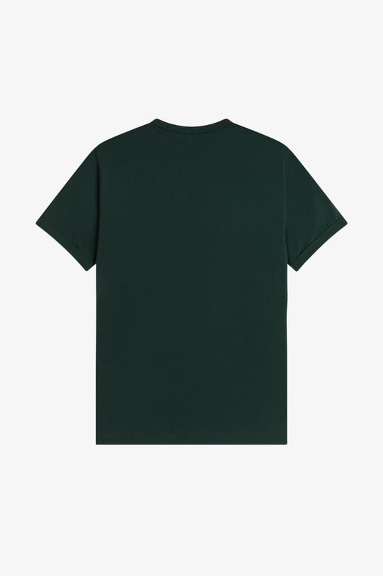 Fred Perry Fred Perry Erkek Pamuklu Jarse Kumaş Manşet ve Yuvarlak Yakalı Kısa Kollu Koyu Yeşil T-Shirt M3519-30A
