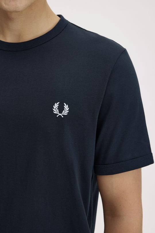 Fred Perry Fred Perry Erkek Pamuklu Jarse Kumaş Manşet ve Yuvarlak Yakalı Kısa Kollu 608 T-Shirt M3519-608