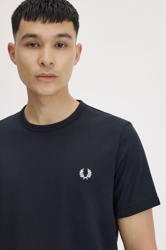Fred Perry Fred Perry Erkek Pamuklu Jarse Kumaş Manşet ve Yuvarlak Yakalı Kısa Kollu 102 T-Shirt M3519-102