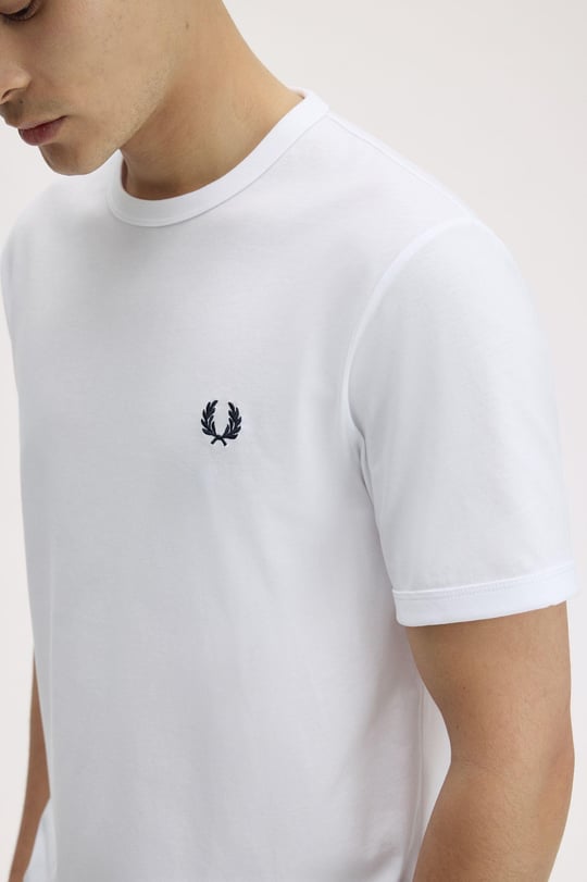 Fred Perry Fred Perry Erkek Pamuklu Jarse Kumaş Manşet ve Yuvarlak Yakalı Kısa Kollu 100 T-Shirt M3519-100