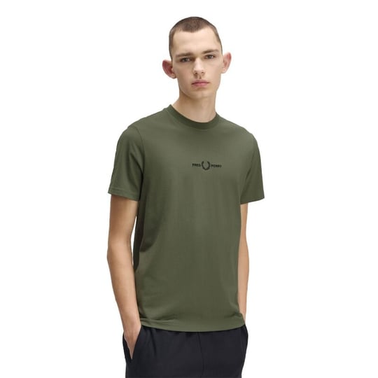 Fred Perry Fred Perry Erkek Regular Fit Yivli Yuvarlak Yaka Gögüs Ortası İşlemeli Kısa Kollu Yeşil T-Shirt M4580-W19
