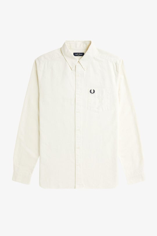 Fred Perry Fred Perry Erkek Regular Fit Cep Detaylı Düz Uzun Kollu Ekru Gömlek M5516-F79