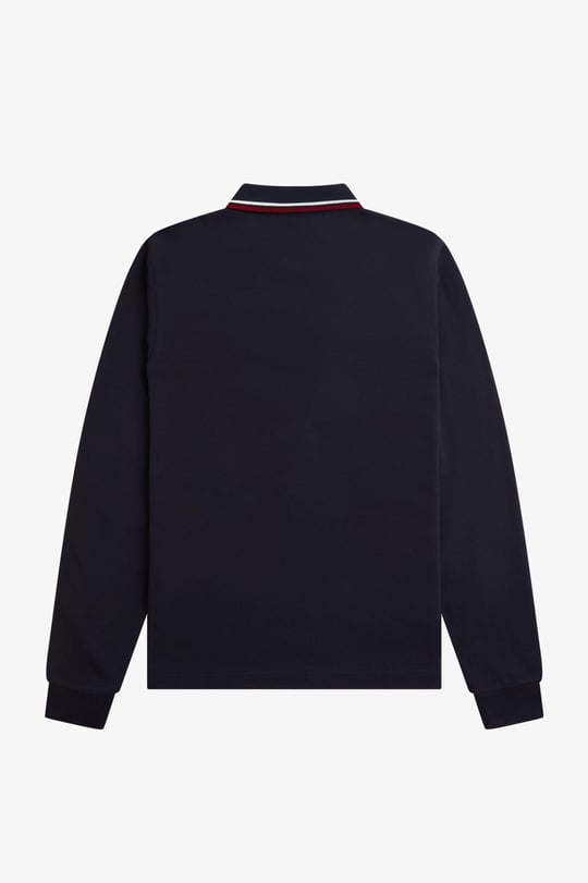Fred Perry Fred Perry Erkek Regular Fit %100 Pamuklu Yakası Çizgi Detaylı Uzun Kollu Lacivert Polo Yaka T-Shirt M3636-T55