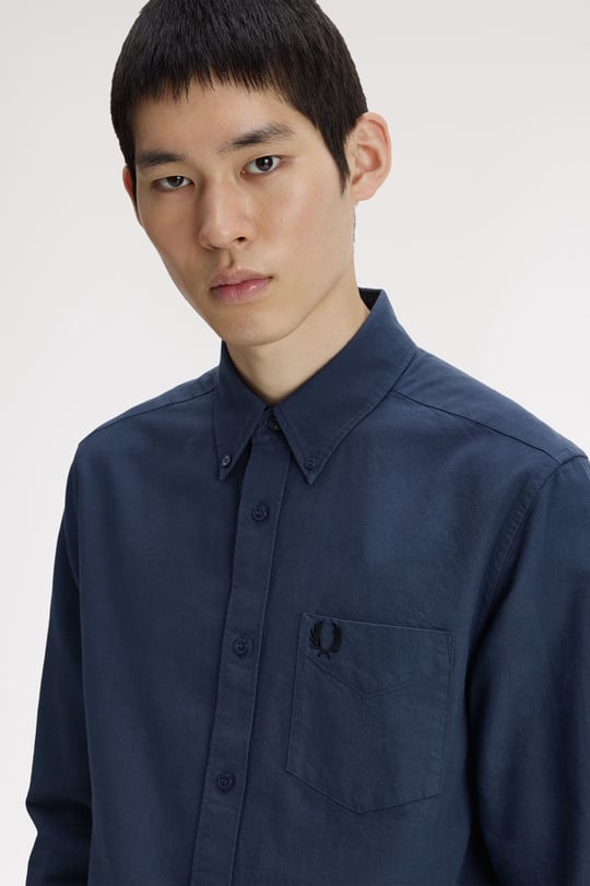 Fred Perry Fred Perry Erkek Regular Fit Cep Detaylı Düz Uzun Kollu Lacivert1 Gömlek M5516-738