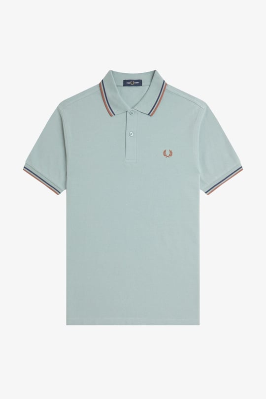 Fred Perry Fred Perry Erkek Regular Fit Yakası ve Kolları Çizgi Detaylı %100 Pamuklu Kısa Kollu Açık Mavi Polo Yaka T-Shirt M3600-Y26