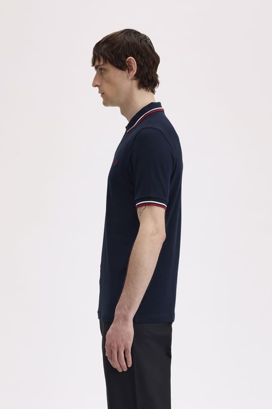 Fred Perry Fred Perry Erkek Regular Fit Yakası ve Kolları Çizgi Detaylı %100 Pamuklu Kısa Kollu T55 Polo Yaka T-Shirt M3600-T55