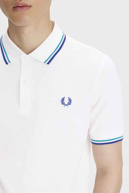 Fred Perry Fred Perry Erkek Regular Fit Yakası Çizgi Desenli Kısa Kollu Beyaz1 Polo Yaka T-Shirt M3600P-94A