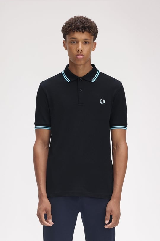 Fred Perry Fred Perry Erkek Regular Fit Yakası ve Kolları Çizgi Detaylı %100 Pamuklu Kısa Kollu Y60 Polo Yaka T-Shirt M3600-Y60