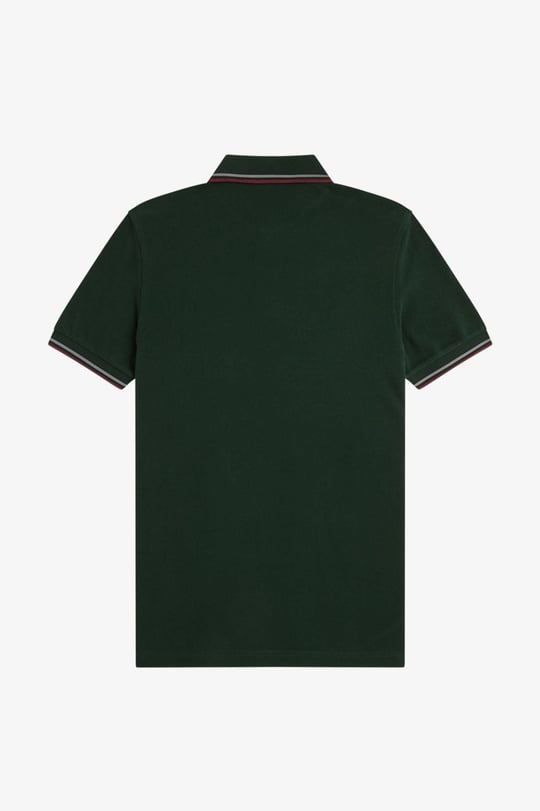 Fred Perry Fred Perry Erkek Regular Fit Yakası ve Kolları Çizgi Detaylı %100 Pamuklu Kısa Kollu Koyu Yeşil Polo Yaka T-Shirt M3600-85A