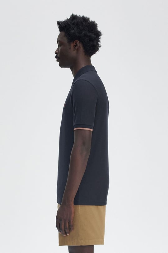 Fred Perry Fred Perry Erkek Regular Fit Fermuar Kapamalı %100 Pamuklu Kısa Kollu Lacivert T-Shirt M9886-608
