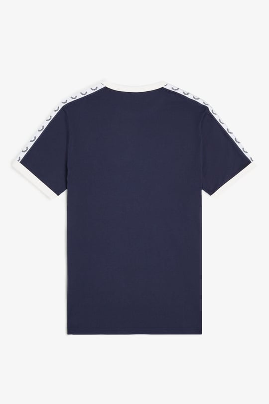 Fred Perry Fred Perry Erkek Regular Fit %100 Pamuklu Omuzdan Uzanan Logo Şeritli Yuvarlak Yaka Kısa Kollu Lacivert T-Shirt M4620-266