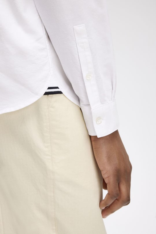 Fred Perry Fred Perry Erkek Regular Fit Cep Detaylı Düz Uzun Kollu Beyaz Gömlek M5516-100